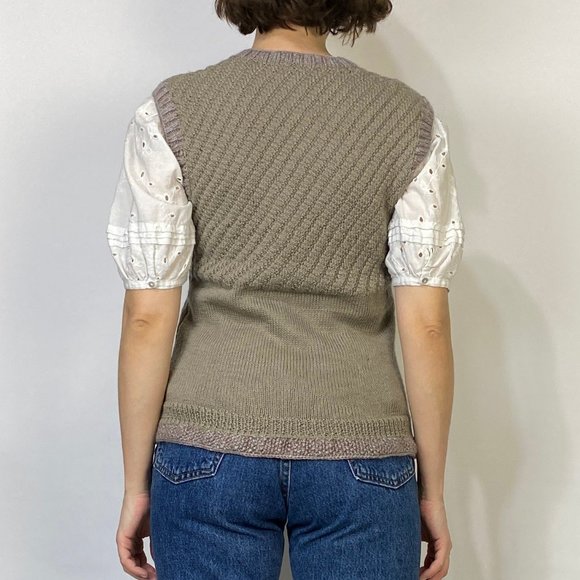 Vintage 80s Handmade Textured SWEATER VEST! S-M - Picture 2 of 7